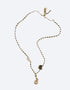 Long 3 colors braided yarn necklace with copper bell pendant and tassels